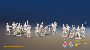 Seven Years’ War Russian Artillery Battery - Secret Howitzers - Winter Uniform - 3 Guns and 13 Figures, front view. Supplied unpainted.