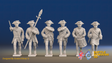 Seven Years’ War Prussian Garrison Musketeers Command - Charging - Set 4, front view. Supplied unpainted.