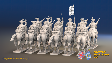 Seven Years’ War Prussian Cuirassier Regiment - Galloping - 12 Mounted Figures, rear view. Supplied unpainted.