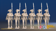 Seven Years’ War Prussian Garrison Musketeers - March Attack - Set 4, front view. Supplied unpainted.