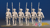 Seven Years’ War Prussian Garrison Musketeers - March Attack - Set 4, rear view. Supplied unpainted.