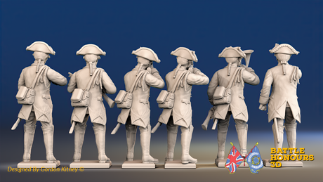 Seven Years’ War Prussian Jägers Command - Skirmishers - Set 1, rear view. Supplied unpainted.
