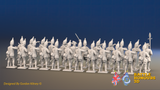 Seven Years’ War Prussian Grenadier Battalion - Firing Line - Plain Lapels and Coats Without Lapels - 30 Figures, rear view. Supplied unpainted.