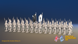 Seven Years’ War Russian Grenadier Battalion - March Attack - Summer Uniform - Observation Corps - 30 Figures, rear view. Supplied unpainted.