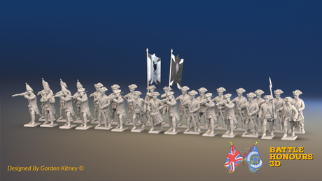 Seven Years’ War Russian Musketeer Battalion - Firing Line - Winter Uniform - 30 Figures, front view. Supplied unpainted.