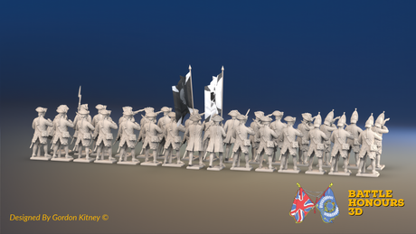Seven Years’ War Russian Musketeer Battalion - Firing Line - Winter Uniform - 30 Figures, rear view. Supplied unpainted.