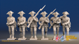Seven Years’ War Prussian Musketeers - Charging - Plain Lapels, front view. Supplied unpainted.