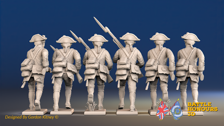 Seven Years’ War Prussian Musketeers - Charging - Set 1, rear view. Supplied unpainted.