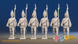 Seven Years’ War Russian Grenadiers - March Attack - Summer Uniform - Rolled Cloaks, front view. Supplied unpainted.