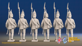 Seven Years’ War Russian Grenadiers - March Attack - Summer Uniform - Rolled Cloaks, rear view. Supplied unpainted.