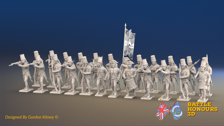 Seven Years’ War Prussian Von Kleist Infantry Battalion - Firing Line - 24 Figures, front view. Supplied unpainted.
