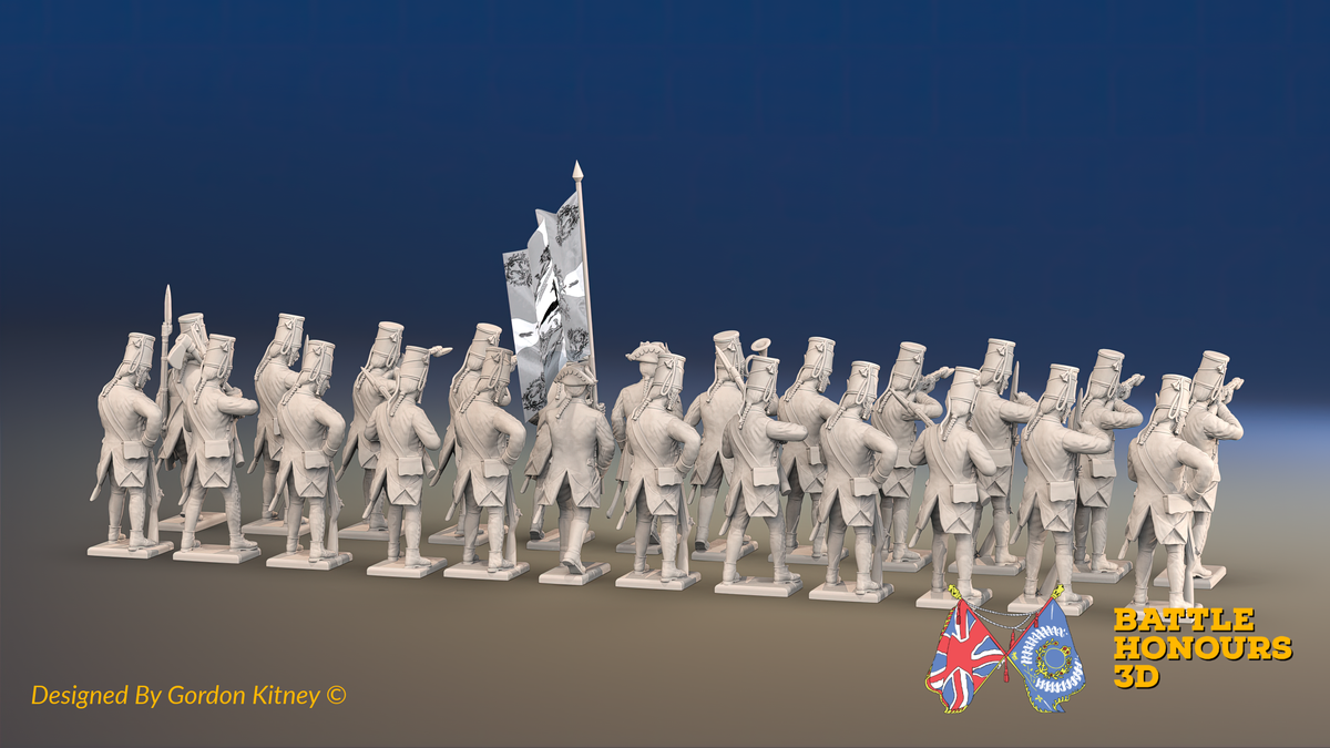 Seven Years’ War Prussian Von Kleist Infantry Battalion - Firing Line - 24 Figures, rear view. Supplied unpainted.