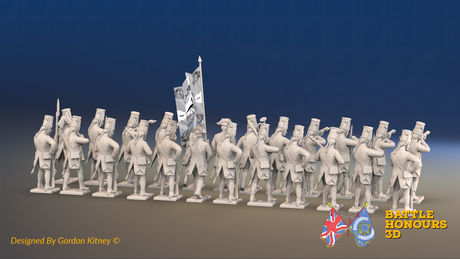Seven Years’ War Prussian Von Kleist Infantry Battalion - Firing Line - 24 Figures, rear view. Supplied unpainted.