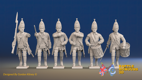 Seven Years’ War Russian Grenadiers Command - Advancing - Winter Uniform - Observation Corps, front view. Supplied unpainted.