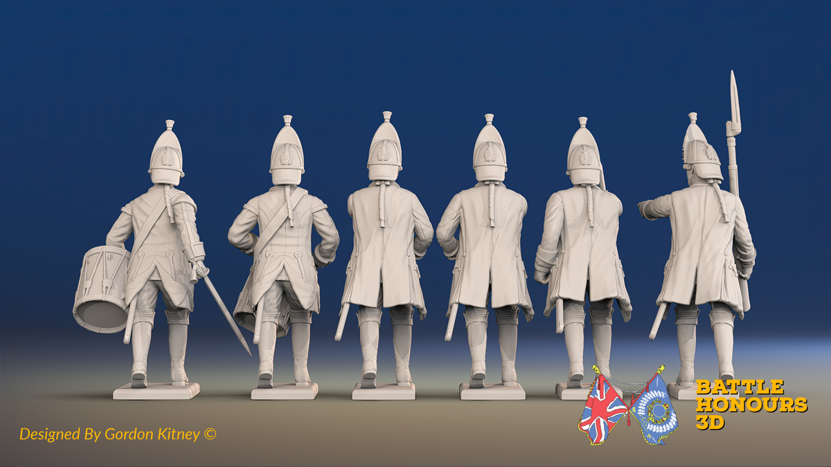 Seven Years’ War Russian Grenadiers Command - Advancing - Winter Uniform - Observation Corps, rear view. Supplied unpainted.