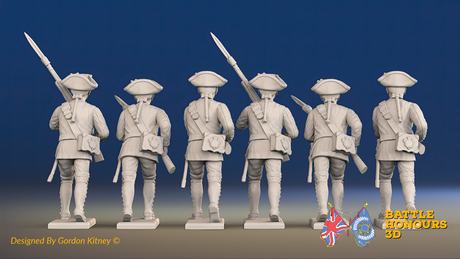 Seven Years’ War Russian Musketeers - Advancing - Summer Uniform, rear view. Supplied unpainted.