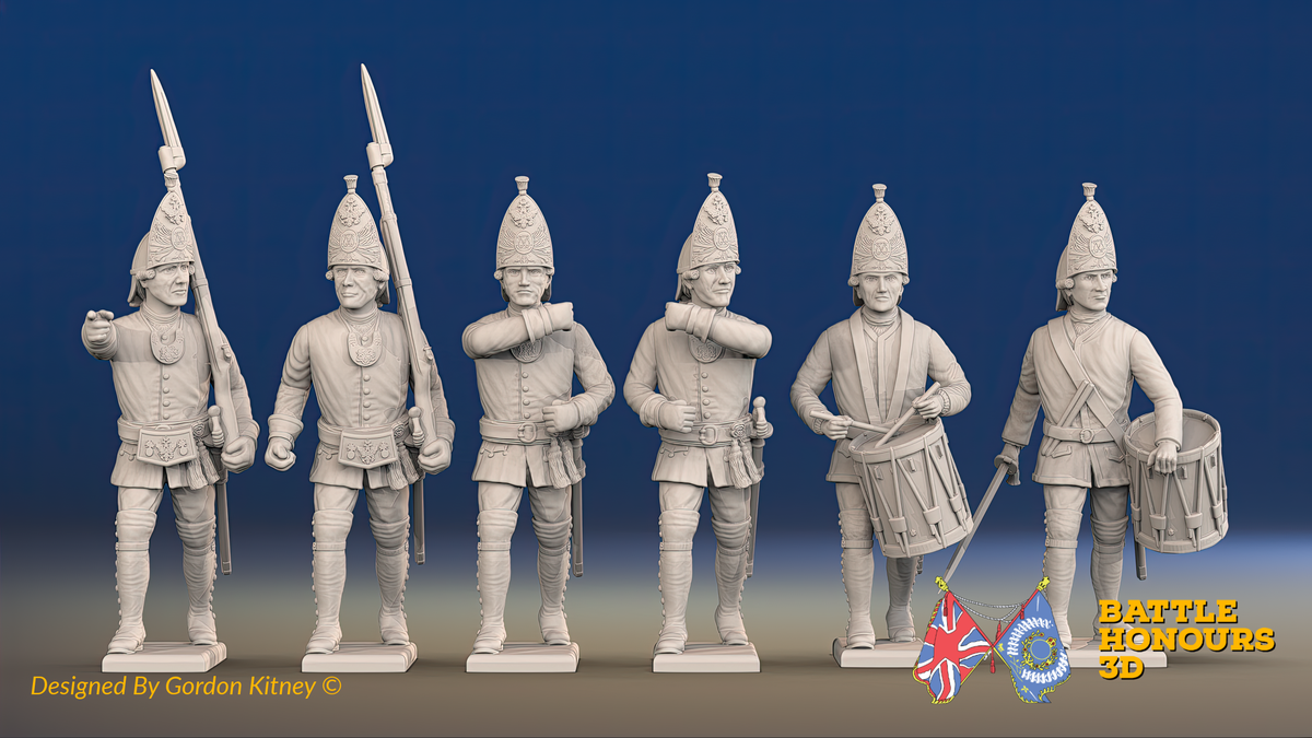 Seven Years’ War Russian Grenadiers Command - Summer Uniform, front view. Supplied unpainted.