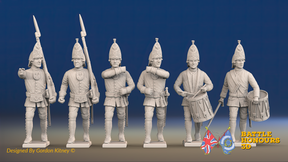 Seven Years’ War Russian Grenadiers Command - Summer Uniform, front view. Supplied unpainted.