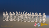 Seven Years’ War Prussian Grenadier Battalion - Firing Line - Plain Lapels and Straight Lapel Lace - 30 Figures, front view. Supplied unpainted.