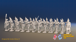 Seven Years’ War Prussian Grenadier Battalion - Firing Line - Plain Lapels and Straight Lapel Lace - 30 Figures, front view. Supplied unpainted.