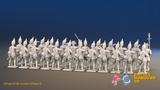Seven Years’ War Prussian Grenadier Battalion - Firing Line - Plain Lapels and Straight Lapel Lace - 30 Figures, rear view. Supplied unpainted.