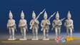Seven Years’ War Prussian Grenadiers - Charging - Straight Lapel Lace, front view. Supplied unpainted.