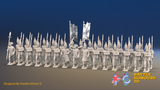 Seven Years’ War Prussian Grenadier Battalion - March Attack - Long Cuff Lace - 30 Figures, front view. Supplied unpainted.