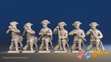 Seven Years’ War Prussian Jägers - Kneeling Skirmishers - Boots and Pointed Lace, front view. Supplied unpainted.