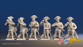 Seven Years’ War Prussian Jägers - Kneeling Skirmishers - Boots and Pointed Lace, front view. Supplied unpainted.