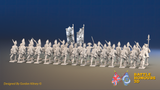 Seven Years’ War Prussian Fusilier Battalion - Charging - Pointed Lapel Lace - 30 Figures, rear view. Supplied unpainted.