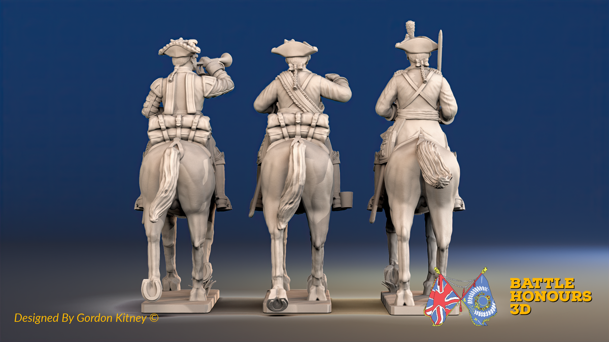 Seven Years’ War Prussian Cuirassiers Command - Trotting, rear view. Supplied unpainted.