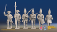 Seven Years’ War Prussian Grenadiers Command - Charging - Straight Lapel Lace, front view. Supplied unpainted.