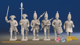 Seven Years’ War Prussian Grenadiers Command - Charging - Straight Lapel Lace, front view. Supplied unpainted.