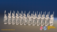 Seven Years’ War Prussian Grenadier Battalion - March Attack - Set 1 and 4 - 24 Figures, front view. Supplied unpainted.