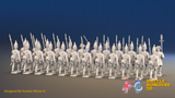 Seven Years’ War Prussian Grenadier Battalion - March Attack - Set 1 and 4 - 24 Figures, rear view. Supplied unpainted.
