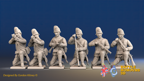 Seven Years’ War Prussian Le Noble Jägers - Kneeling Skirmishers, front view. Supplied unpainted.