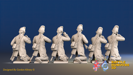 Seven Years’ War Prussian Le Noble Jägers - Kneeling Skirmishers, rear view. Supplied unpainted.