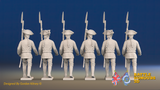 Seven Years’ War Russian Musketeers - March Attack - Summer Uniform - Observation Corps, rear view. Supplied unpainted.