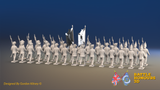 Seven Years’ War Russian Musketeer Battalion - March Attack - Summer Uniform - Observation Corps - 30 Figures, rear view. Supplied unpainted.