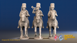 Seven Years’ War Prussian Hussars Command - Trotting - Fur Caps, front view. Supplied unpainted.