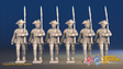 Seven Years’ War Prussian Musketeers - March Attack - Pointed Lapel Lace, front view. Supplied unpainted.