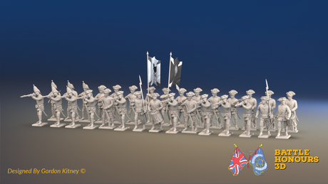 Seven Years’ War Russian Musketeer Battalion - Firing Line - Summer Uniform - Observation Corps - 30 Figures, front view. Supplied unpainted.