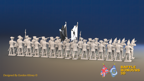 Seven Years’ War Russian Musketeer Battalion - Firing Line - Summer Uniform - Observation Corps - 30 Figures, rear view. Supplied unpainted.