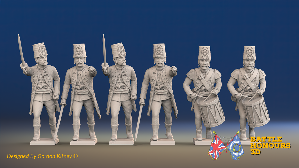Seven Years’ War Russian Pandur Grenadiers Command - Charging - Summer Uniform, front view. Supplied unpainted.