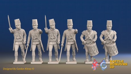 Seven Years’ War Russian Pandur Grenadiers Command - Charging - Summer Uniform, front view. Supplied unpainted.