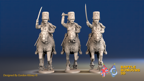 Seven Years’ War Prussian Hussars - Galloping - Fur Caps, front view. Supplied unpainted.