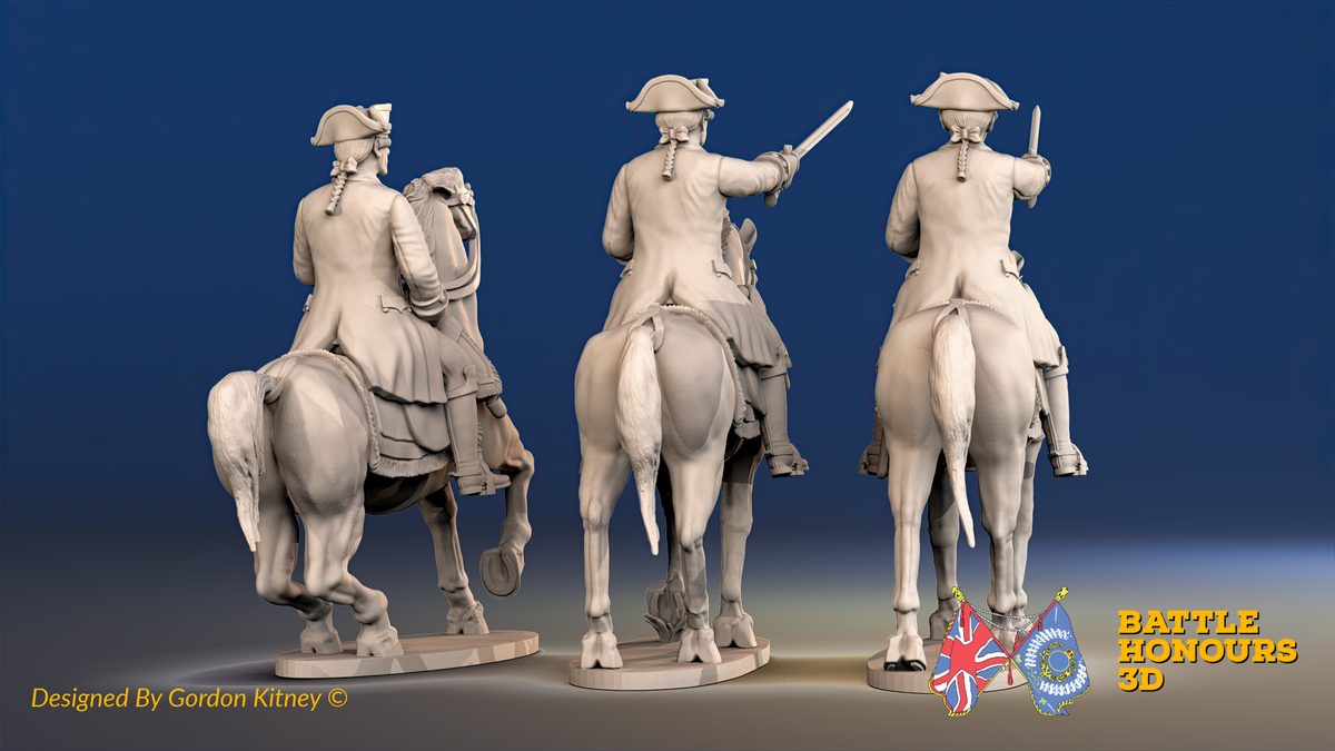 Seven Years’ War Prussian Mounted Colonels - Set 2, rear view. Supplied unpainted.