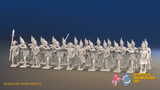 Seven Years’ War Prussian Grenadier Battalion - Firing Line - Straight Lapel Lace - 30 Figures, front view. Supplied unpainted.