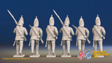 Seven Years’ War Russian Grenadiers - Advancing - Summer Uniform - Observation Corps - Rolled Coats, rear view. Supplied unpainted.