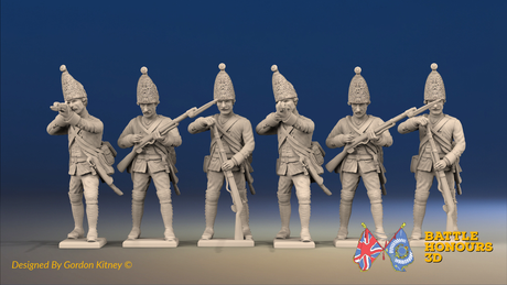 Seven Years’ War Prussian Grenadiers - Firing Line - Set 1, front view. Supplied unpainted.